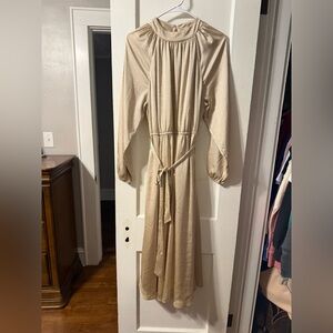 Loft Polka Dot Mock Neck Midi Dress Size 10